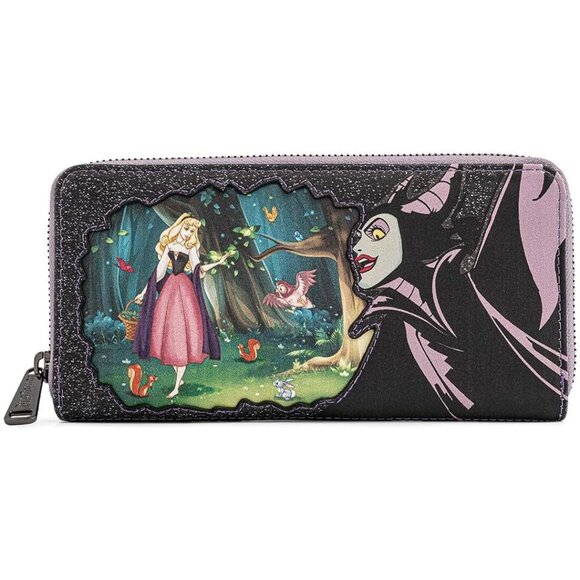 Disney Villains Maleficent Faux Leather Zip Wallet Adult Black 8x4